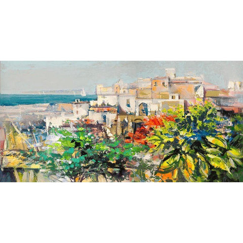 Meriggiare mediterraneo Black Modern Wood Framed Art Print with Double Matting by Luigi, Florio