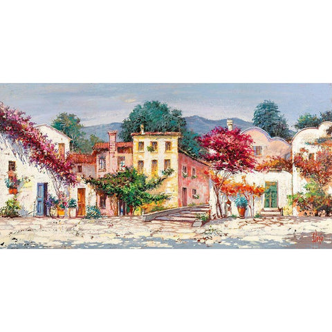 Paese mediterraneo Gold Ornate Wood Framed Art Print with Double Matting by Luigi, Florio