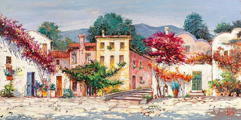 Paese mediterraneo White Modern Wood Framed Art Print with Double Matting by Luigi, Florio