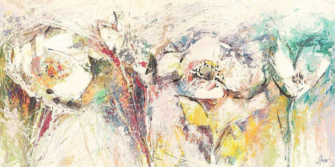 Flora I White Modern Wood Framed Art Print with Double Matting by Florio, Luigi