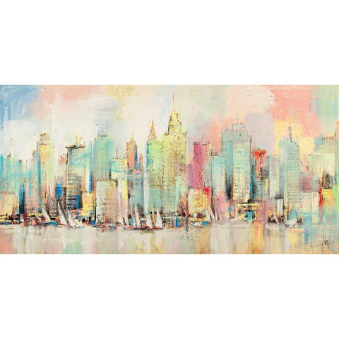 Skyline a colori Black Modern Wood Framed Art Print by Florio, Luigi
