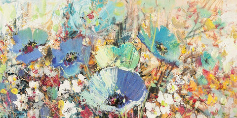 Campo di fiori in Primavera I (detail) White Modern Wood Framed Art Print with Double Matting by Florio, Luigi