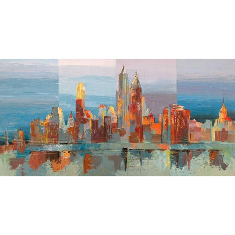 New York astratta White Modern Wood Framed Art Print by Florio, Luigi