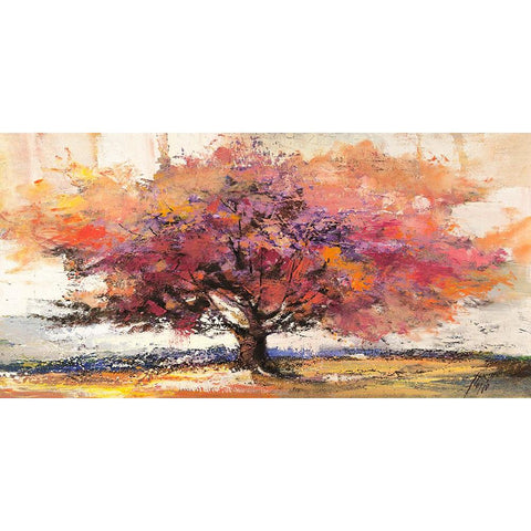 Albero dAutunno White Modern Wood Framed Art Print by Florio, Luigi