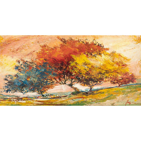 Alberi nel sole White Modern Wood Framed Art Print by Florio, Luigi