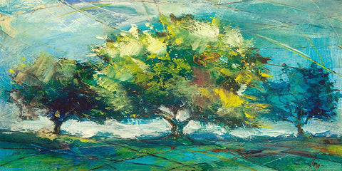 Alberi di zaffiro White Modern Wood Framed Art Print with Double Matting by Florio, Luigi