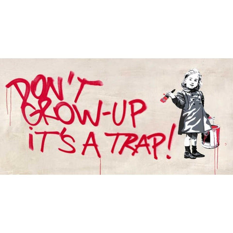 Dont grow up Black Modern Wood Framed Art Print with Double Matting by Masterfunk Collective