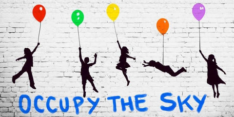 Occupy the Sky White Modern Wood Framed Art Print with Double Matting by Masterfunk collective