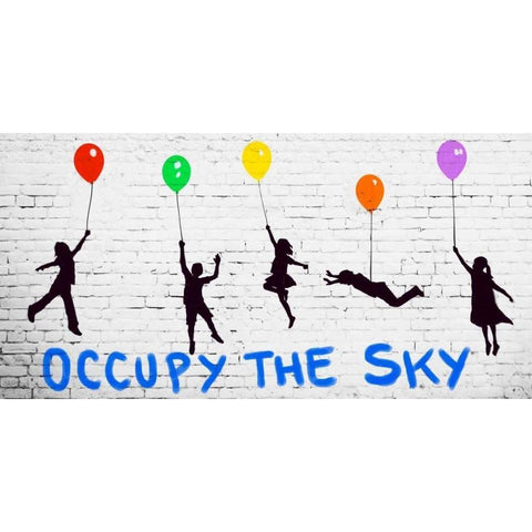 Occupy the Sky White Modern Wood Framed Art Print by Masterfunk collective