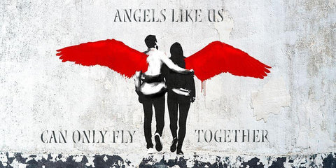 Angels Like Us Black Ornate Wood Framed Art Print with Double Matting by Masterfunk Collective