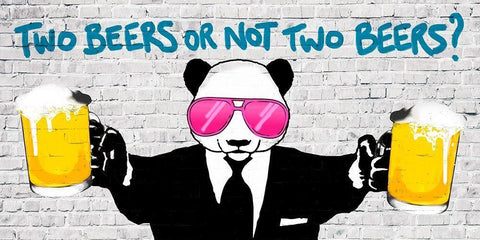 Two Beers or Not Two Beers (detail) White Modern Wood Framed Art Print with Double Matting by Masterfunk Collective