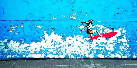 Off the Wall, Santa Cruz, CA White Modern Wood Framed Art Print with Double Matting by Masterfunk Collective