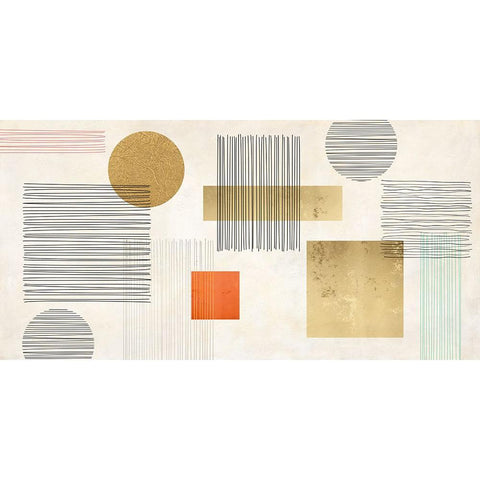 Lines and Shapes Gold Ornate Wood Framed Art Print with Double Matting by Miko, Sayaka