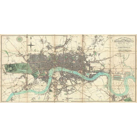 Map of London 1806 Gold Ornate Wood Framed Art Print with Double Matting by Mogg, Edward