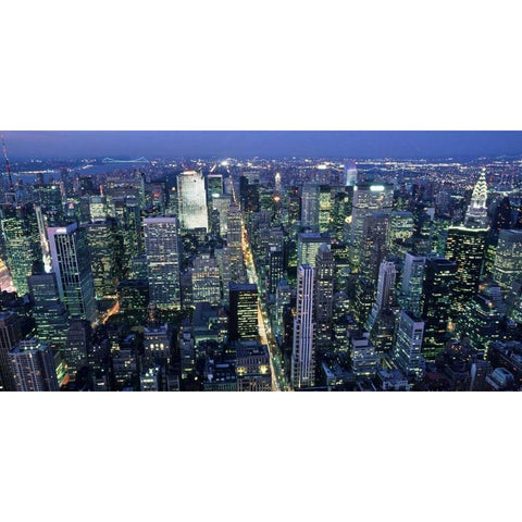 Fifth avenue and Midtown Manhattan, NYC Black Modern Wood Framed Art Print with Double Matting by Setboun, Michel