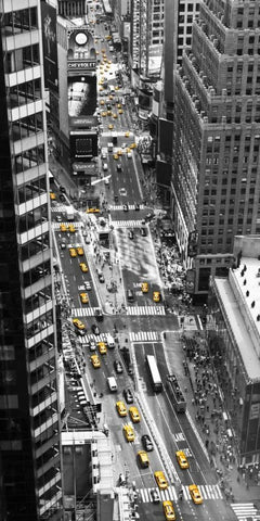 Yellow taxi in Times Square, NYC White Modern Wood Framed Art Print with Double Matting by Setboun, Michel