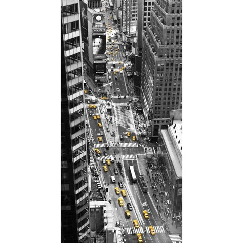 Yellow taxi in Times Square, NYC Gold Ornate Wood Framed Art Print with Double Matting by Setboun, Michel