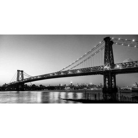 Queensboro Bridge and Manhattan from Brooklyn, NYC Black Modern Wood Framed Art Print with Double Matting by Setboun, Michel