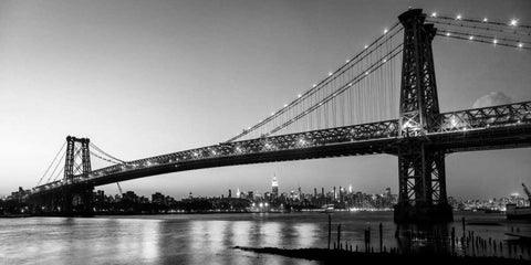 Queensboro Bridge and Manhattan from Brooklyn, NYC Black Ornate Wood Framed Art Print with Double Matting by Setboun, Michel