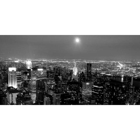 Aerial view of Manhattan, NYC White Modern Wood Framed Art Print by Setboun, Michel