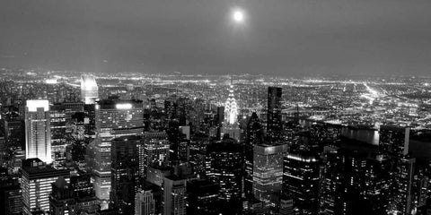 Aerial view of Manhattan, NYC Black Ornate Wood Framed Art Print with Double Matting by Setboun, Michel