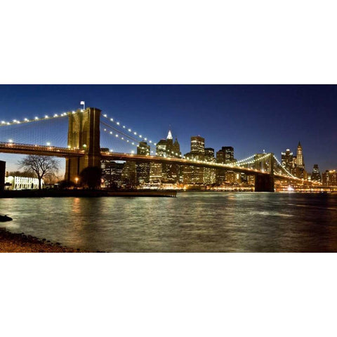 Panoramic view of Lower Manhattan at dusk, NYC White Modern Wood Framed Art Print by Setboun, Michel