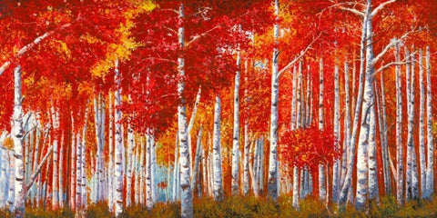 Betulle Rosse White Modern Wood Framed Art Print with Double Matting by Masera, Angelo