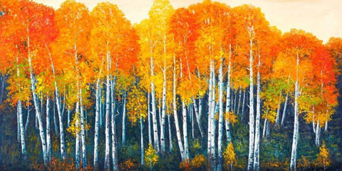 Bosco dâ€™autunno Black Ornate Wood Framed Art Print with Double Matting by Masera, Angelo