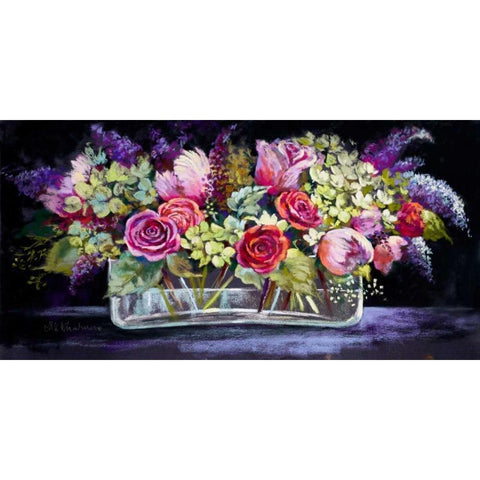 Roses and Lilacs Black Modern Wood Framed Art Print with Double Matting by Whatmore, Nel
