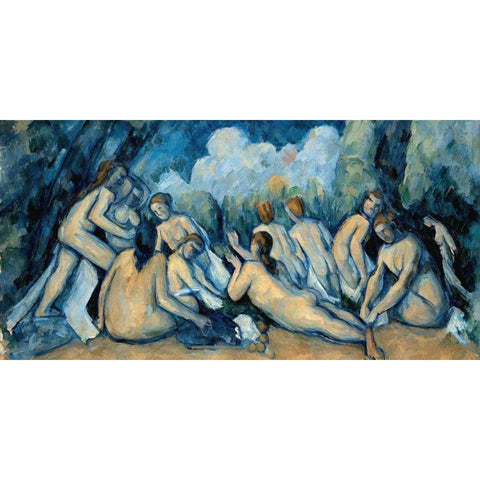 The Bathers Black Modern Wood Framed Art Print with Double Matting by Cezanne, Paul