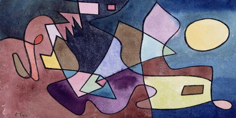 Dramatic Landscape White Modern Wood Framed Art Print with Double Matting by Klee, Paul