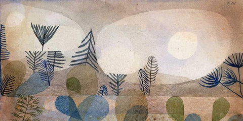 Oceanic Landscape Black Ornate Wood Framed Art Print with Double Matting by Klee, Paul