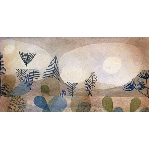 Oceanic Landscape White Modern Wood Framed Art Print by Klee, Paul