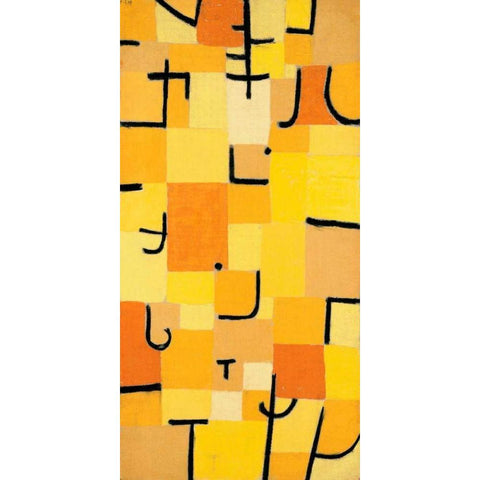 Signs in Yellow White Modern Wood Framed Art Print by Klee, Paul