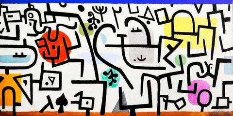 Rich Harbour (detail) White Modern Wood Framed Art Print with Double Matting by Klee, Paul