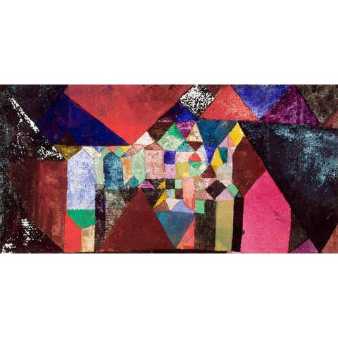 Municipal Jewel  Black Modern Wood Framed Art Print with Double Matting by Klee, Paul