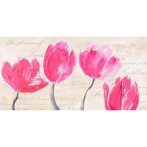 Classic Tulips Black Modern Wood Framed Art Print with Double Matting by Muriel, Phelipau