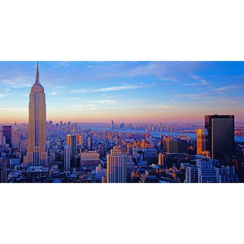 Midtown Manhattan Black Modern Wood Framed Art Print with Double Matting by Berenholtz, Richard