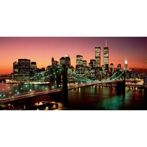 Brooklyn Bridge NYC Black Modern Wood Framed Art Print with Double Matting by Berenholtz, Richard