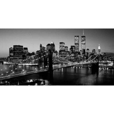 Brooklyn Bridge NYC Black Modern Wood Framed Art Print with Double Matting by Berenholtz, Richard