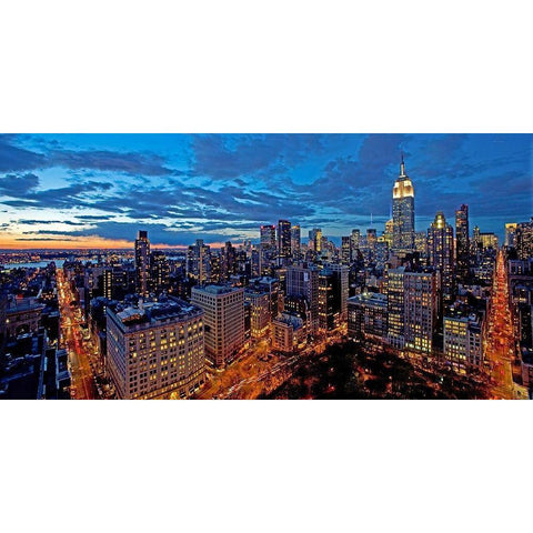 Chelsea and Midtown Manhattan (detail) Black Modern Wood Framed Art Print with Double Matting by Berenholtz, Richard