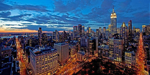 Chelsea and Midtown Manhattan (detail) White Modern Wood Framed Art Print with Double Matting by Berenholtz, Richard
