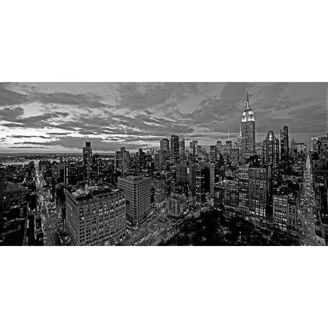 Chelsea and Midtown Manhattan (BW detail) Black Modern Wood Framed Art Print with Double Matting by Berenholtz, Richard