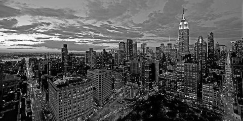 Chelsea and Midtown Manhattan (BW detail) White Modern Wood Framed Art Print with Double Matting by Berenholtz, Richard