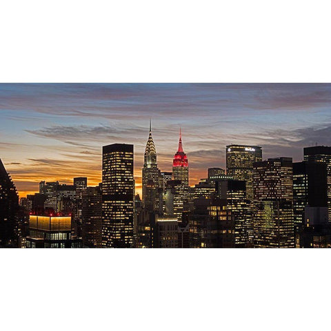 Midtown Manhattan Black Modern Wood Framed Art Print with Double Matting by Berenholtz, Richard