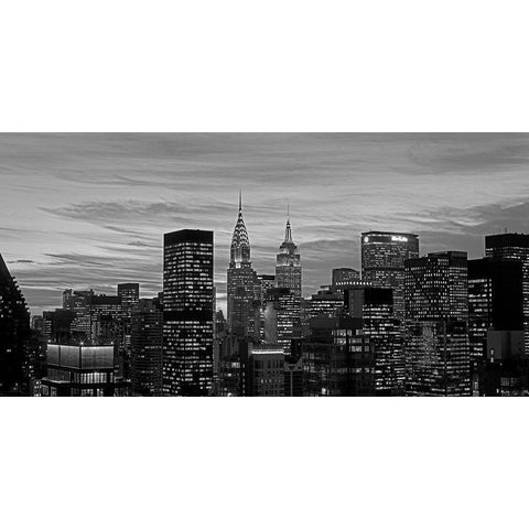 Midtown Manhattan BW Gold Ornate Wood Framed Art Print with Double Matting by Berenholtz, Richard