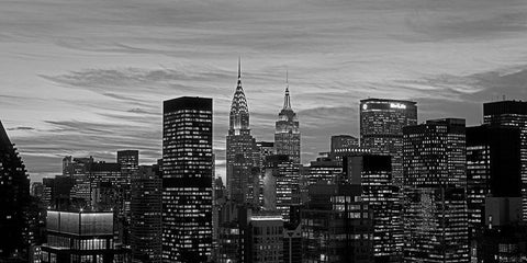 Midtown Manhattan BW Black Ornate Wood Framed Art Print with Double Matting by Berenholtz, Richard