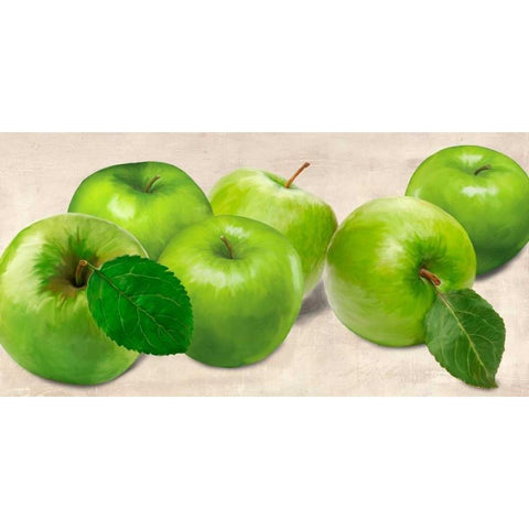 Green Apples Gold Ornate Wood Framed Art Print with Double Matting by Barbieri, Remo