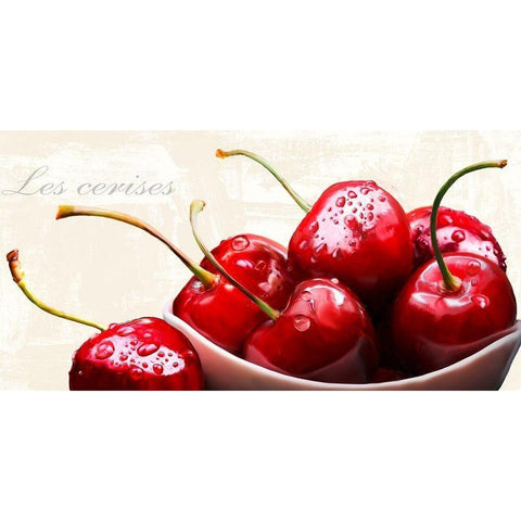 Les cerises White Modern Wood Framed Art Print by Remo, Barbieri