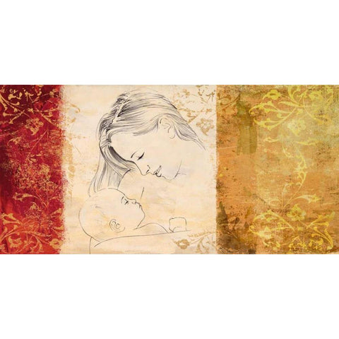 Maternite II Gold Ornate Wood Framed Art Print with Double Matting by Roux, Simon